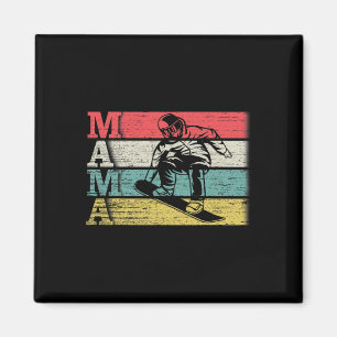Vintage Retro Snowboard Mama Ski Snowboarding Silh Magnet
