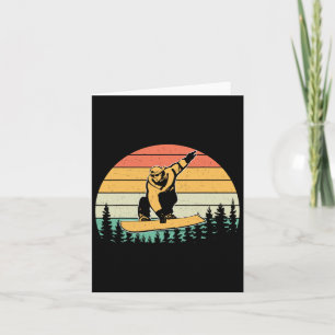Vintage Retro Snowboarder Silhouette Snowboarding Card