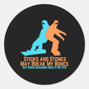 Vintage Retro Snowboarding Gift For Snowboarders Classic Round Sticker