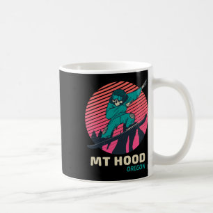 Vintage Retro Snowboarding Skeleton Mount Hood Ore Coffee Mug