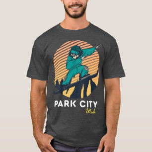 Vintage Retro Snowboarding Skeleton Park City Utah T-Shirt