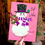 Vintage retro snowman Christmas new year Holiday Card<br><div class="desc">Vintage retro snowman Christmas new year Holiday greeting card. Vintage cute glittery Christmas card. Perfect for vintage collectors or for sending cards out to family or friends for the holiday season. This design can also be transferred onto any product on zazzle including a folded holiday card. You can personalise it...</div>