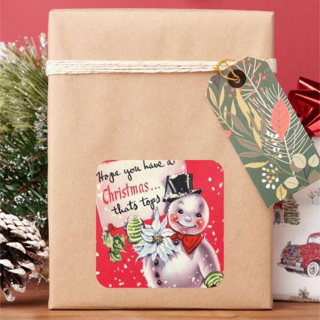 Vintage retro snowman Holiday sticker (Holiday)