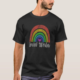 Vintage Retro Social Worker Rainbow Social Work Ra T-Shirt