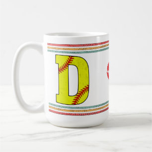 Vintage Retro Softball Letter D Classic Coffee Mug