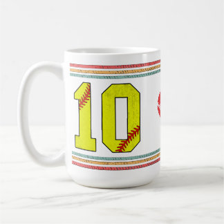 Vintage Retro Softball Number 10 Design Coffee Mug
