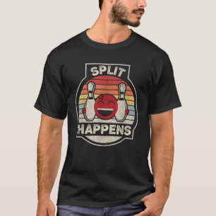 Vintage Retro Split Happens Funny Bowling Team Bow T-Shirt