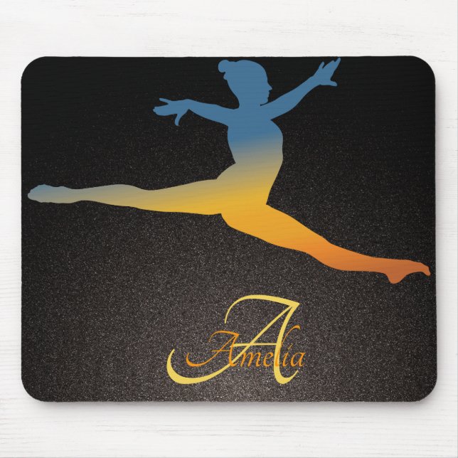 Vintage retro split jump gymnastics Personalised Mouse Pad (Front)