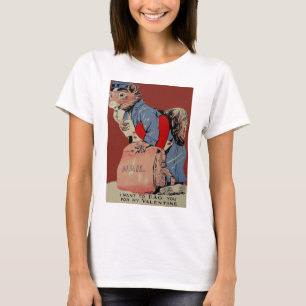 Vintage Retro Squirrel Mailman Valentine Card T-Shirt