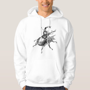 Vintage retro stag beetle scientific illustration hoodie