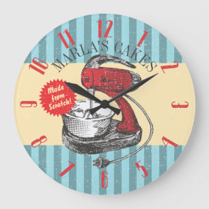 Vintage retro stand mixer personalised kitchen large clock