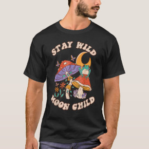 Vintage Retro Stay Wild Moon Child Frog Mushroom H T-Shirt
