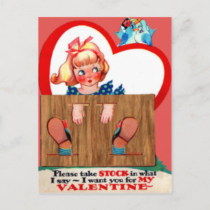 Vintage Retro Stockade Valentine Card