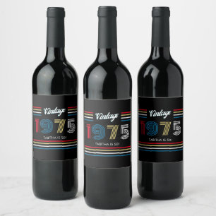 Vintage Retro Stripe 1975 Primary Colours Wine Label