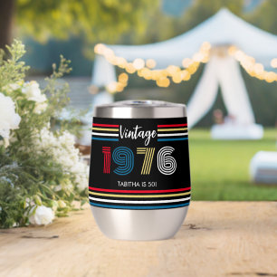 Vintage Retro Stripe 1976 Birthday Primary Colours