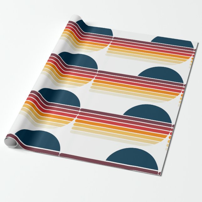 Vintage Retro Stripe Sun Birthday Wrapping Paper (Unrolled)