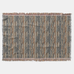 Vintage Retro Stripe Tan Brown Blue Throw Blanket