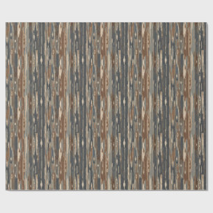 Vintage Retro Stripe Tan Brown Blue Wrapping Paper