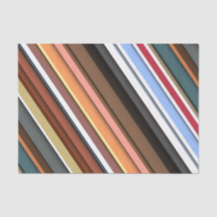 Vintage Retro Striped Brown, Peach, Blue Tissue Paper