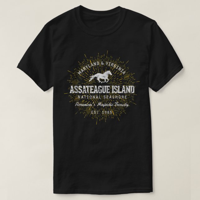 Vintage Retro Style Assateague Island Zip  T-Shirt (Design Front)