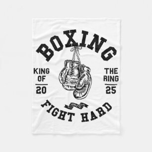 Vintage Retro Style Boxer Gloves King Of The Ring Fleece Blanket