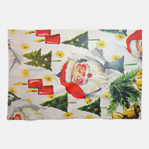 Vintage Retro Style Christmas Kitchen Towel Santa