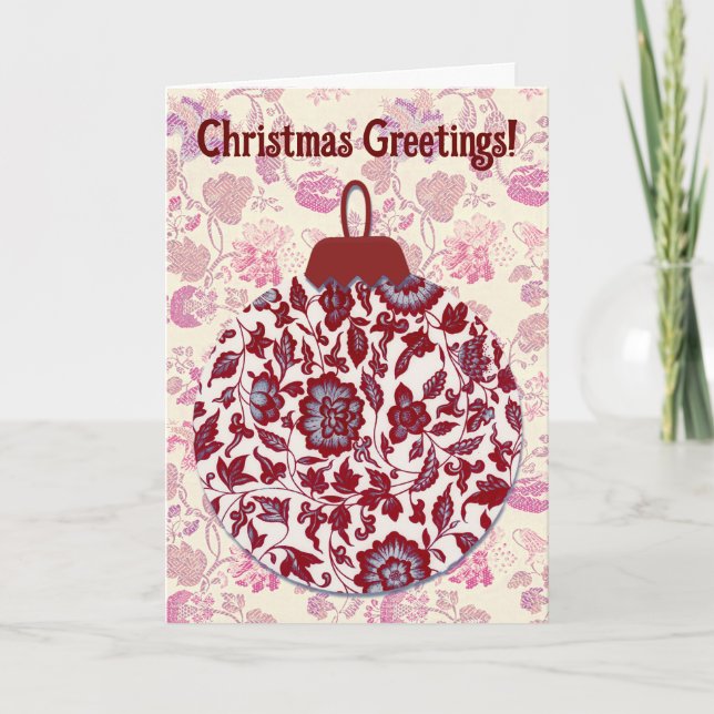 Vintage Retro Style Christmas Ornament Card (Front)