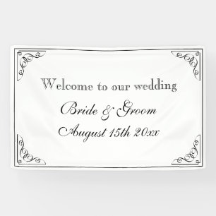 Vintage retro style flourish swirl border wedding banner