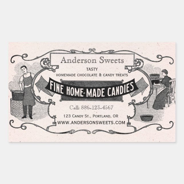 Vintage Retro Style Homemade Candy Sweets Labels (Front)