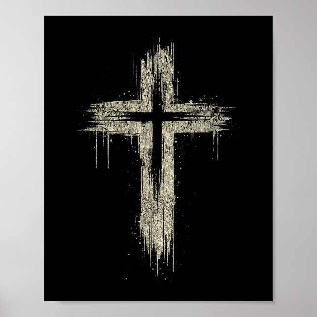 Vintage Retro Style Nge Christian Cross  Poster (Front)