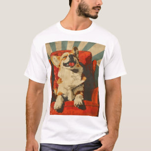 Vintage Retro-Style Poster Cute Corgi T-Shirt