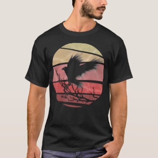 Vintage Retro Style  Red Moon Raven Graphic Black  T-Shirt