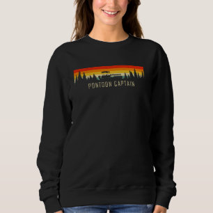 Vintage Retro Style sea Sunset Boat for Lak Pontoo Sweatshirt