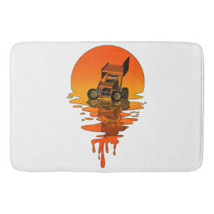 Vintage Retro Style Sprint Car Racing Bath Mat