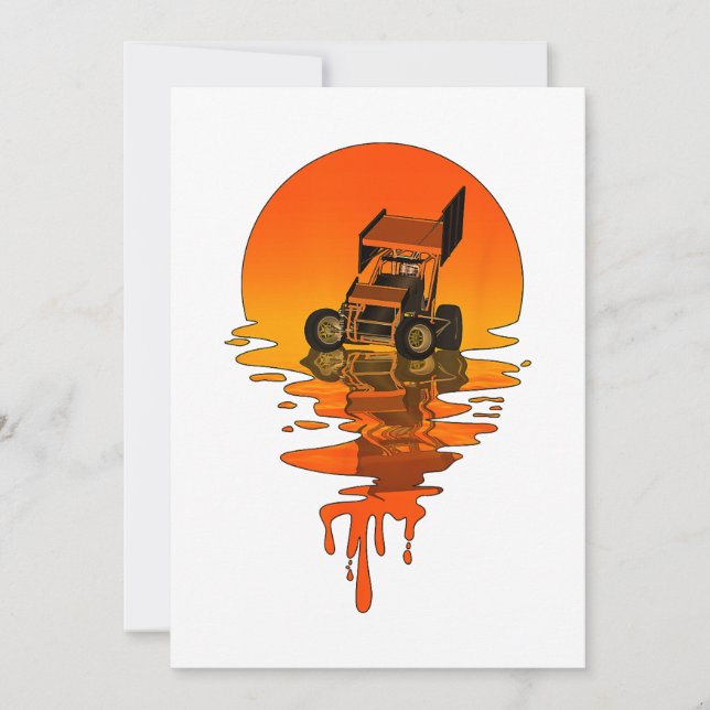 Vintage Retro Style Sprint Car Racing Invitation (Front)