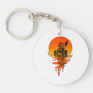 Vintage Retro Style Sprint Car Racing Key Ring