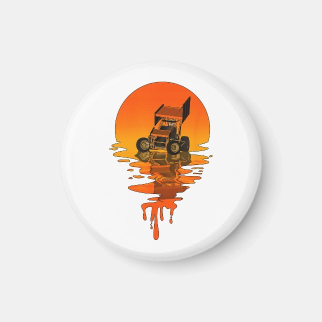 Vintage Retro Style Sprint Car Racing Magnet (Front)