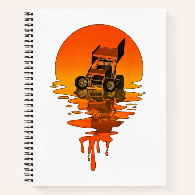 Vintage Retro Style Sprint Car Racing Notebook (Front)