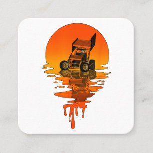 Vintage Retro Style Sprint Car Racing Square Business Card