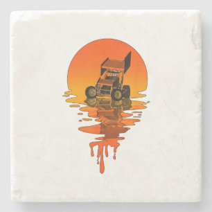 Vintage Retro Style Sprint Car Racing Stone Coaster