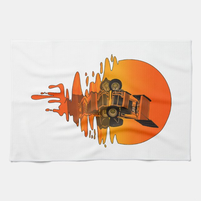 Vintage Retro Style Sprint Car Racing Tea Towel (Horizontal)