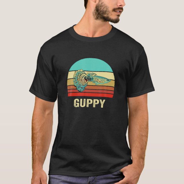Vintage Retro Style Sunset Guppy T-Shirt (Front)