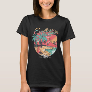 Vintage Retro Style Sunset Palm Tree Wave Surf Boa T-Shirt