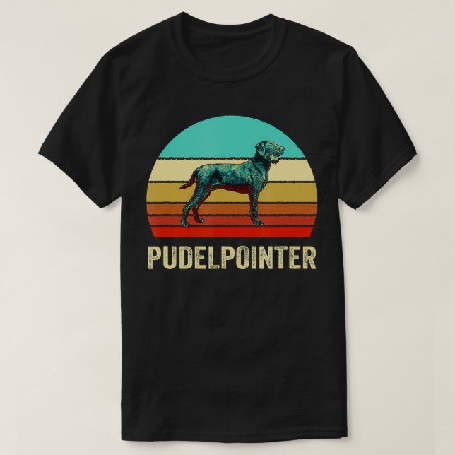Vintage Retro Style Sunset Pudelpointer  T-Shirt (Design Front)