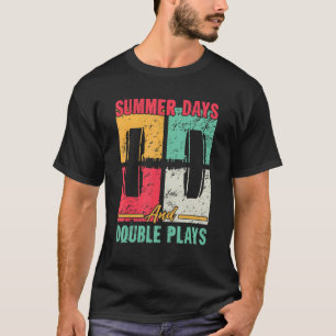 Vintage Retro Summer Days Double Playing Weightli T-Shirt