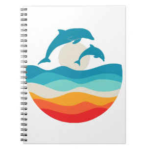 Vintage Retro Summer Time Beach Dolphin Notebook