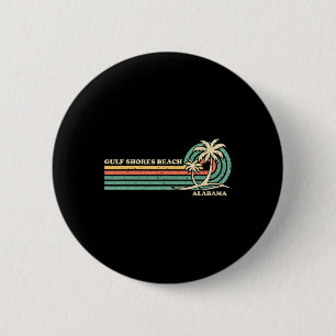 Vintage Retro Summer Vacation Alabama Gulf Shores  6 Cm Round Badge