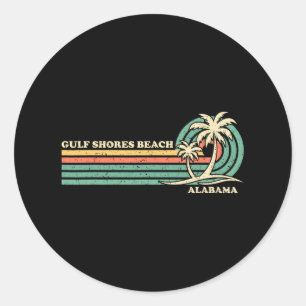 Vintage Retro Summer Vacation Alabama Gulf Shores  Classic Round Sticker