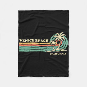 Vintage Retro Summer Vacation California Venice Be Fleece Blanket