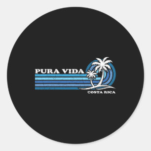 Vintage Retro Summer Vacation Costa Rica Pura Vida Classic Round Sticker
